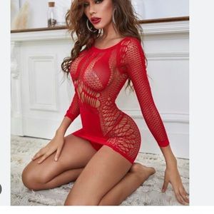 Sexy Red Lace Lingerie/Bathing Suit Coverup